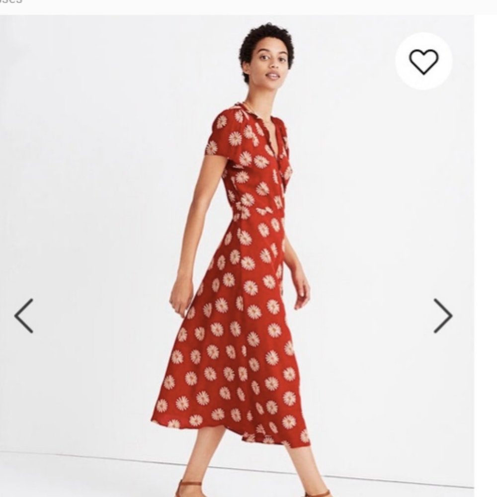 Madewell Ruffle-Edge Wrap Midi Dress in Daisy Daydream Size Small